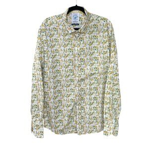 A FISH NAMED FRED Men’s Lemon Print Button Front Shirt White Yellow Green XL
